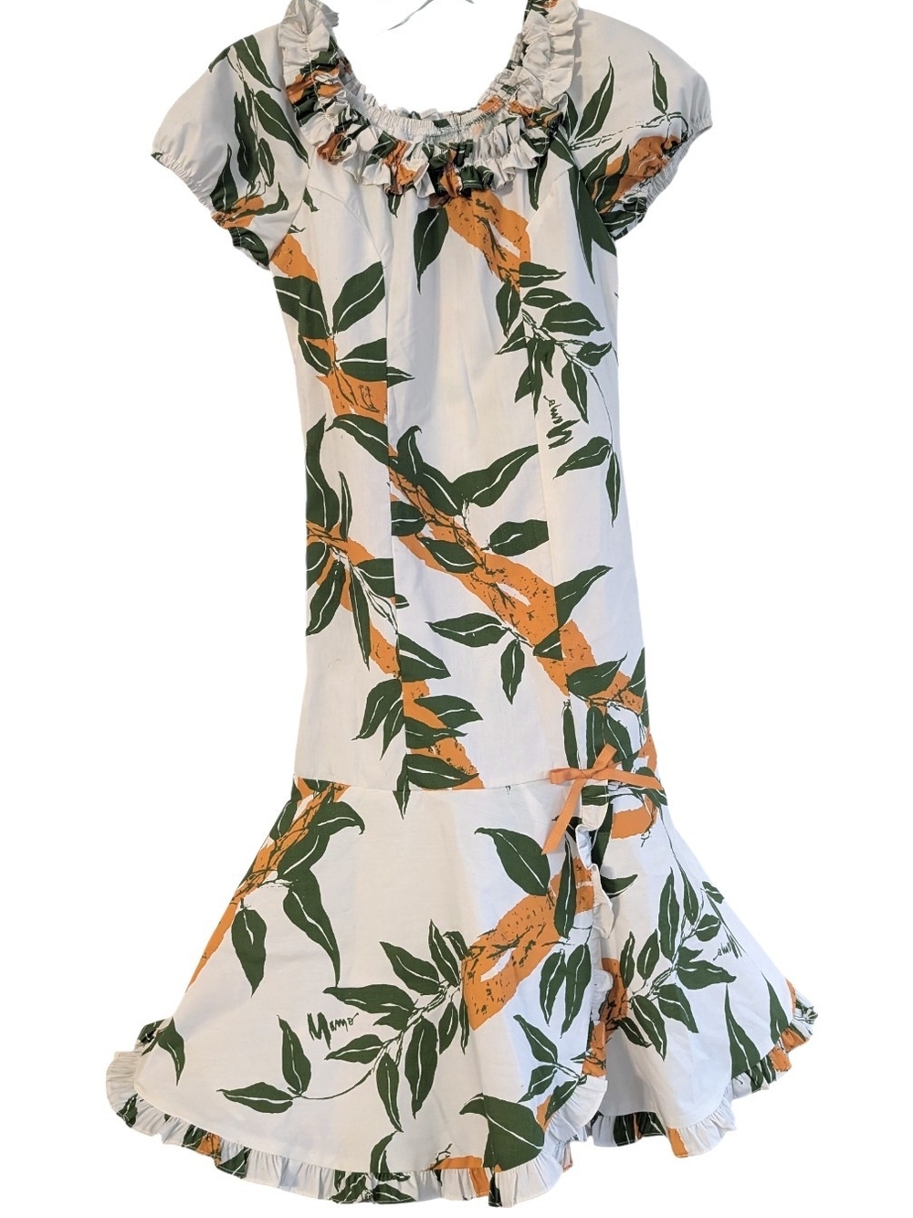 Vintage Mamo Howell Hawaiian Ruffle Muumuu Dress Size XXS